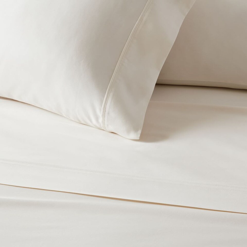 400ThreadCount Organic Sateen Wide Hem Sheet Set West Elm Australia